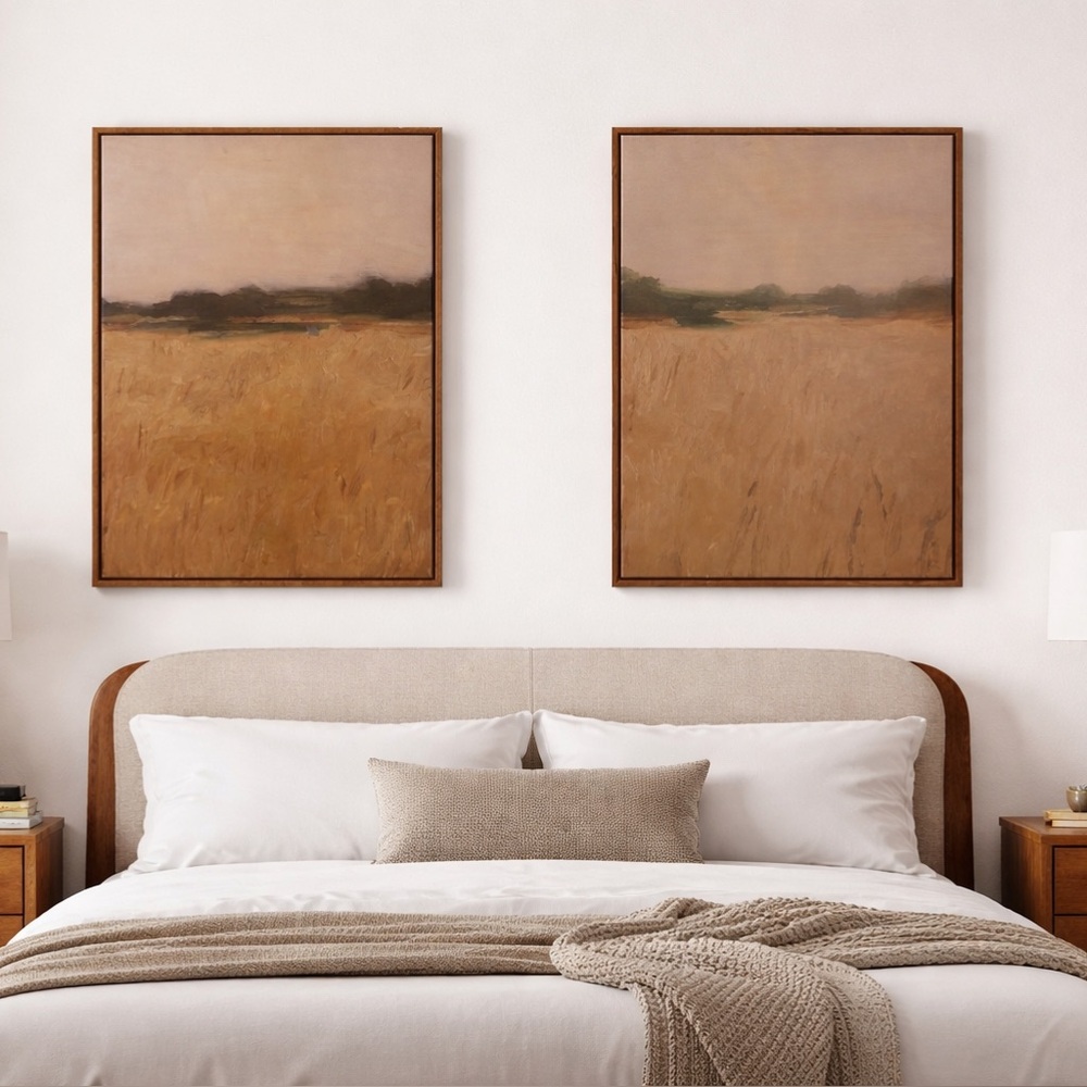 Threshold (2) Framed Landscape Wall Art 16x20 NWT Neutral Modern Farmhouse Decor